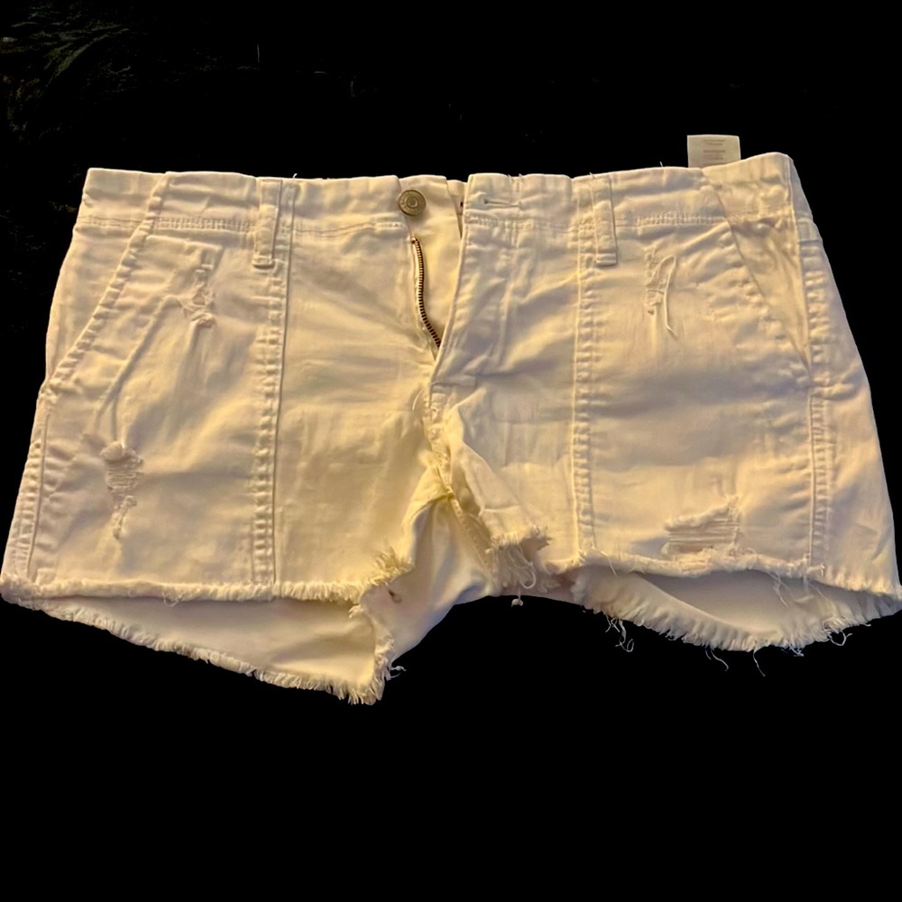 These are white, distressed shorts. Brand is Klique B. Size Large